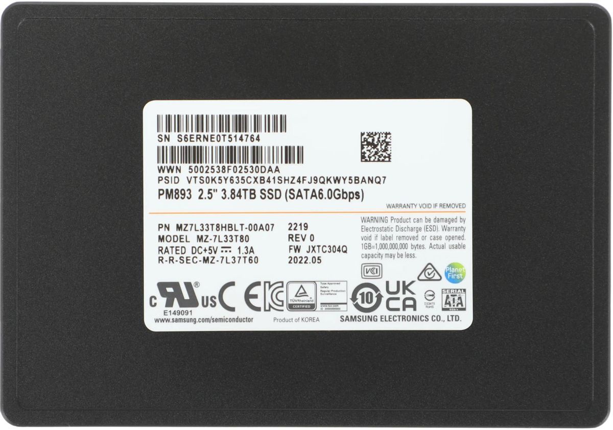 SSD Накопитель 3840GB Samsung PM893 SATA 3— фото №5