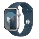 Apple Watch Series 9 + Cellular  (корпус - серебристый, 45mm ремешок Sport Band штормовой синий, размер M/L)— фото №0