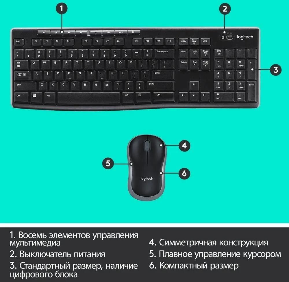 Клавиатура и мышь Logitech MK270, черный— фото №8